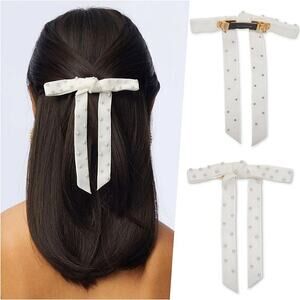 RARE Lele Sadoughi Pearl Ivory Bow Barrette Hair Clip